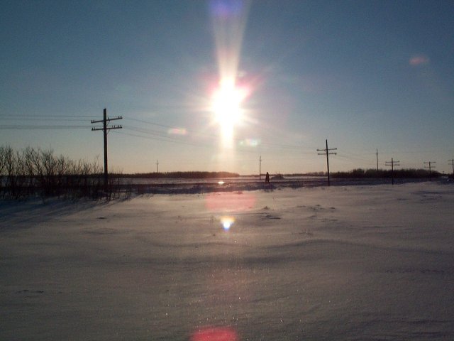 View to the Southwest with Powerlines following the Railroad