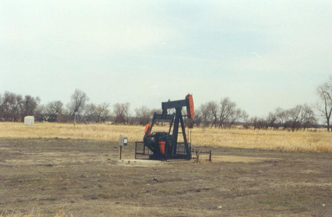One of the many oil derricks nearby