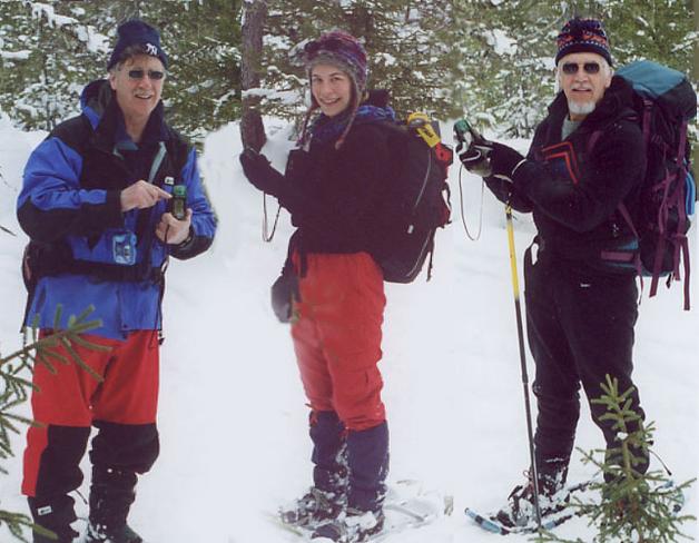 Wayne Hounsell, Kena Pelley and Clarence Pelley at the confluence.