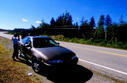 #5: Elda beside the car, getting prepared for the short 120 metre hike to the confluence.