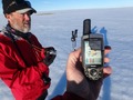 #7: A picture of John Dunn at the confluence. (I had to lighten the GPS screen as it was in deep shadow.)