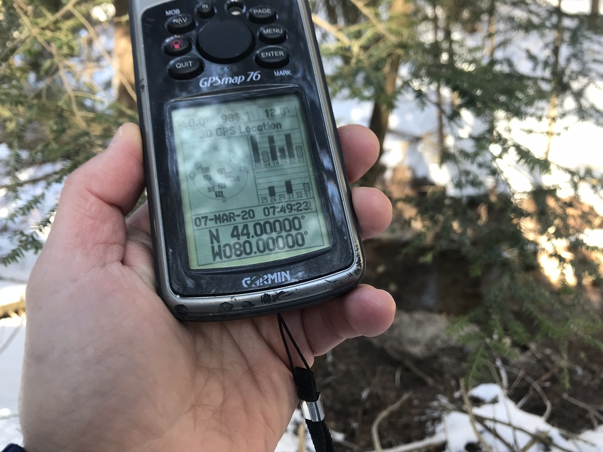 GPS reading at the confluence point. 