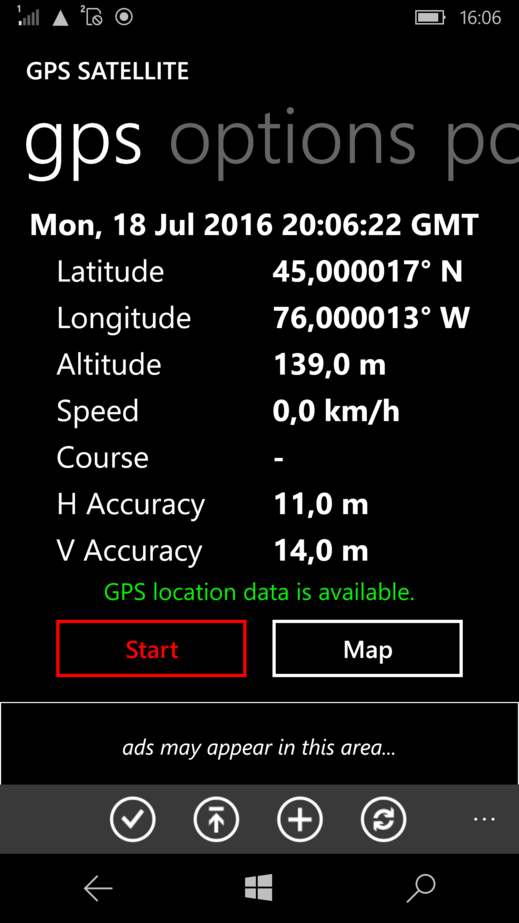 GPS reading