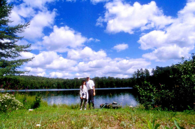 Elda and Mark on the shore of the small lake.