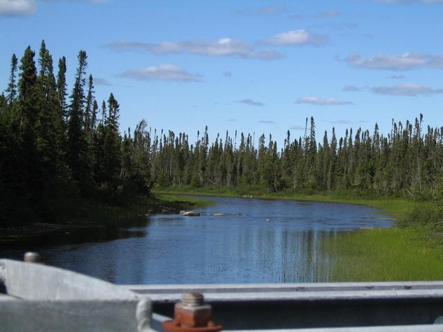 Kattawagami River from the bridge at the end of the Highway 652