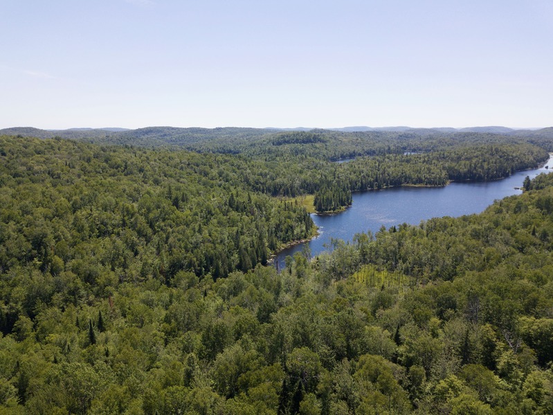 View South from 90 m above the point