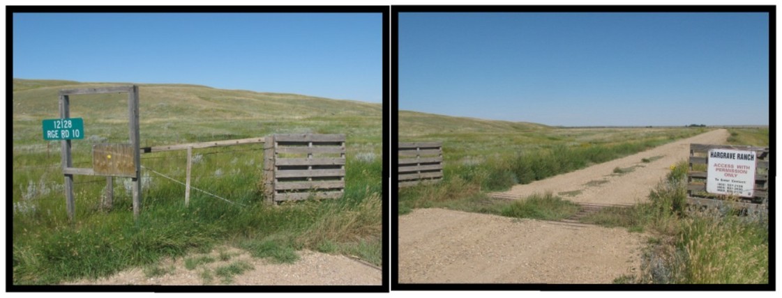 The entrance to the Hargrave Ranch.  Note the "Texas Gate".