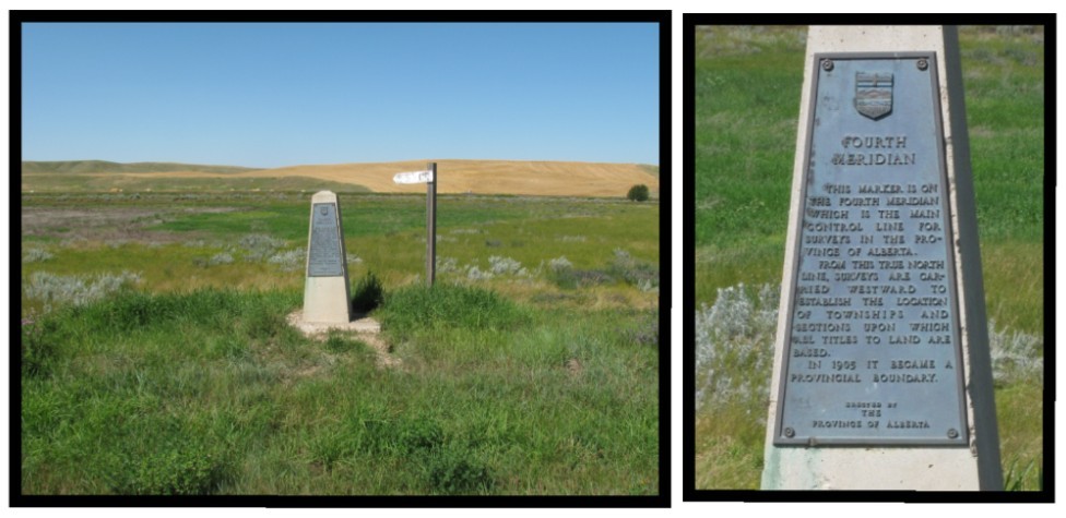Fourth Meridian Monument beside the Trans-Canada Highway.