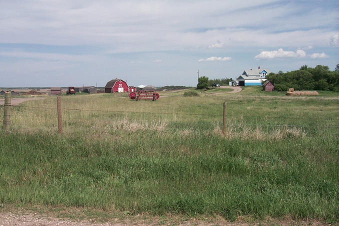 A typical Saskatchewan farm ... this one just one kilometer east of the confluence.
