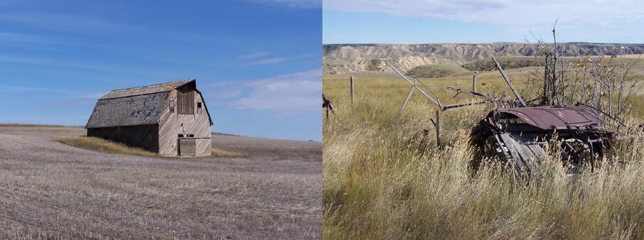 An old barn near the confluence; the terrain along the South Saskatchewan River two kilometers North.