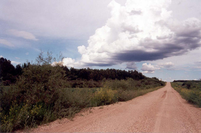 A die-straight prairie road leads east from where Picture #1 was taken.