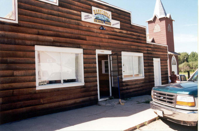 The general store and church in Hazel Dell