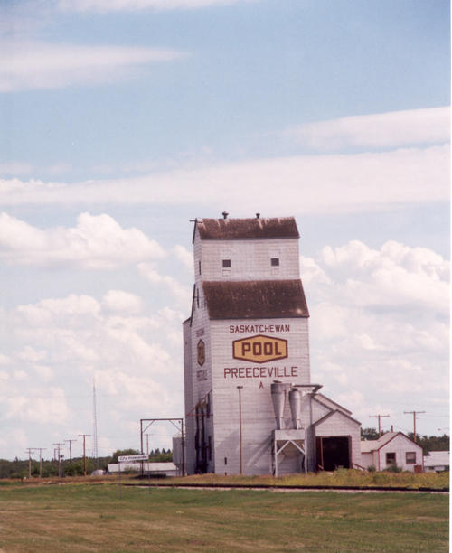 The nearest grain elevator to Hazel Dell, about 25 km away in Preeceville
