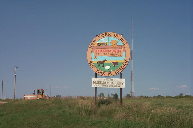 The famous Biggar town sign.