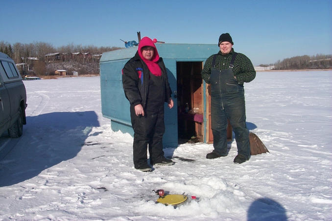 Ice fishermen near the confluence.