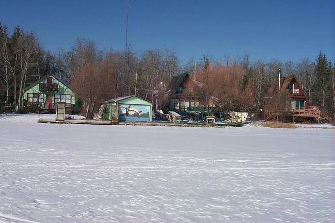 Cottages along the lake.  Picture was taken from near the confluence.