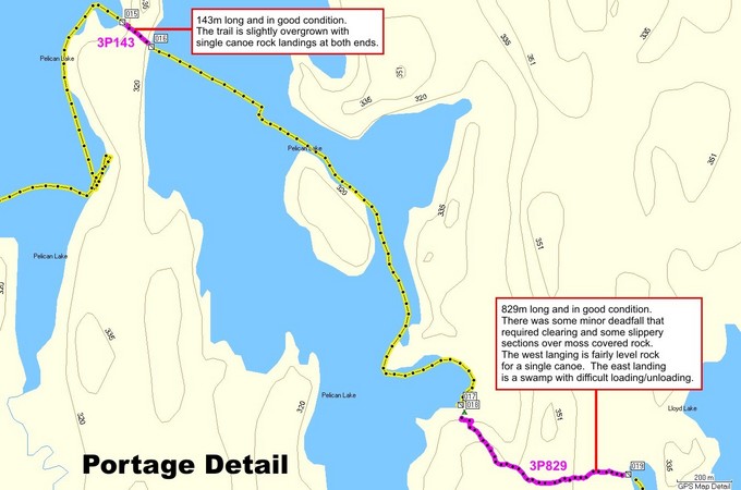 Map showing details of portages