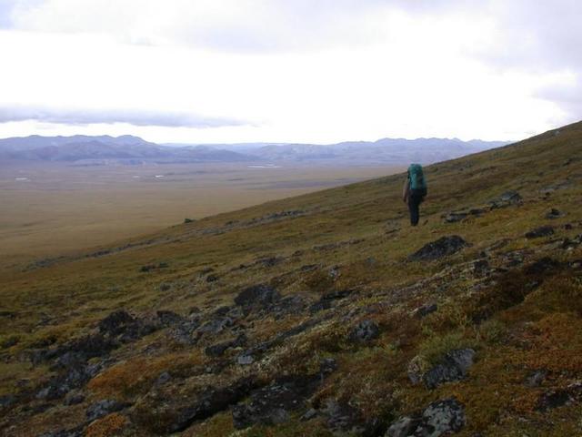 Starting Along Shoulder of Richardson Mountains from Wright Pass