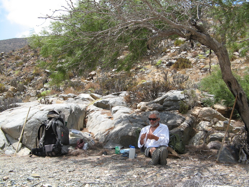 Sharky having lunch on our first attempt to get to the Confluence