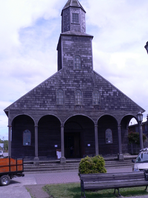 típica iglesia de madera de la Isla de Chiloe