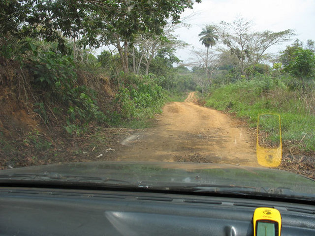 Driving on a dusty track to the Confluence