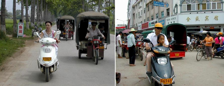 Helmetless scootering in China