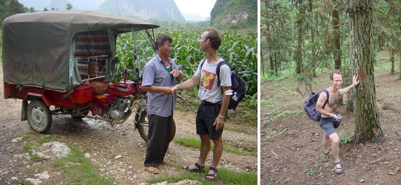 Motor Tricycle driver and Peter with the "Peaceful Tree"