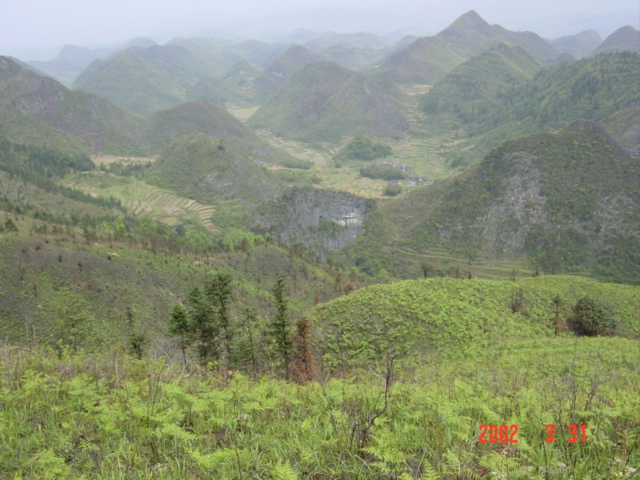 The village of Yanggouliao, visible among the hills to the north