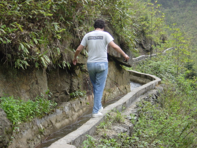 Tony traversing the aqueduct--a balancing act extraordinaire