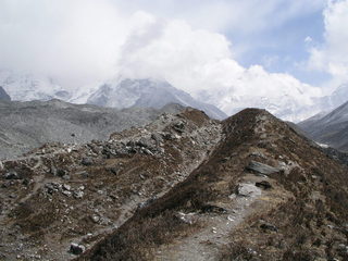 #1: This moraine gave us cloudy views towards Imja Tse (Island Peak), and marked our turn-around point. 