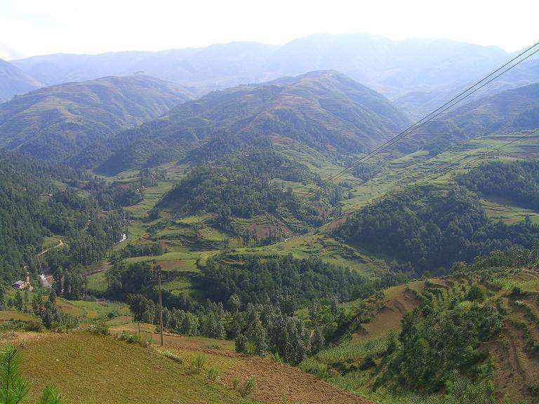 Looking towards the confluence from my starting point.  28N 103E lies on the right side hill about 2500 meters away.