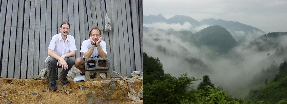 Victory photo with Targ and Peter in the concrete post factory - Clouds and mountains, a perfect Chinese landscape