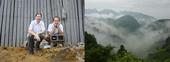 #9: Victory photo with Targ and Peter in the concrete post factory - Clouds and mountains, a perfect Chinese landscape