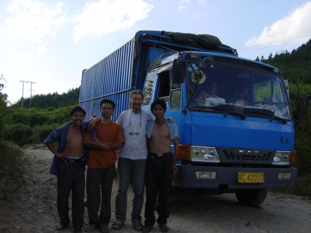 Truck carrying bamboo scaffolding, in which I got a lift from Maozhushan to Zhongyuan