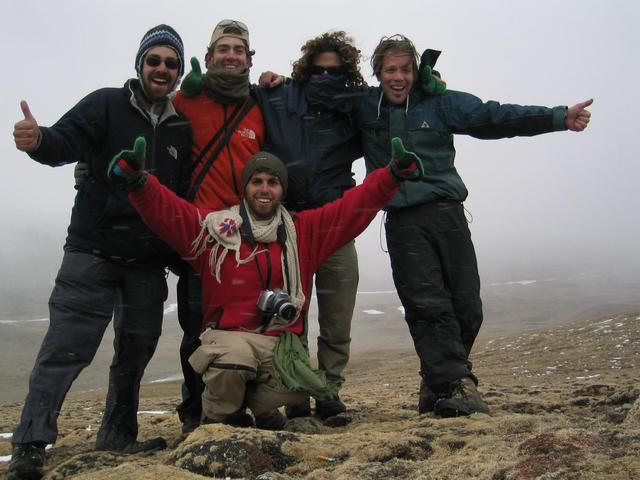 At confluence.  We did it! (left to right: Chief, Shay, Oren, Greg; Raz in front)