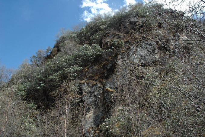 The rocky cliff - confluence point located near the top