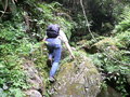 #6: Targ climbing up the rocky stream bed.