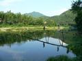 #3: Mr Hu and Ah Feng crossing narrow wooden bridge.