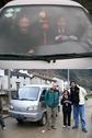 #2: Targ and Xiao Hong in the mini-van. Tim, Xiao Hong, and Tony after arriving in Yinjiang.