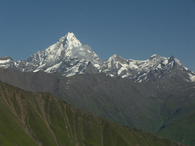 Siguniang Shan (Four Maidens' Mountain) - this view was the closest we came to the confluence, 2 km away.