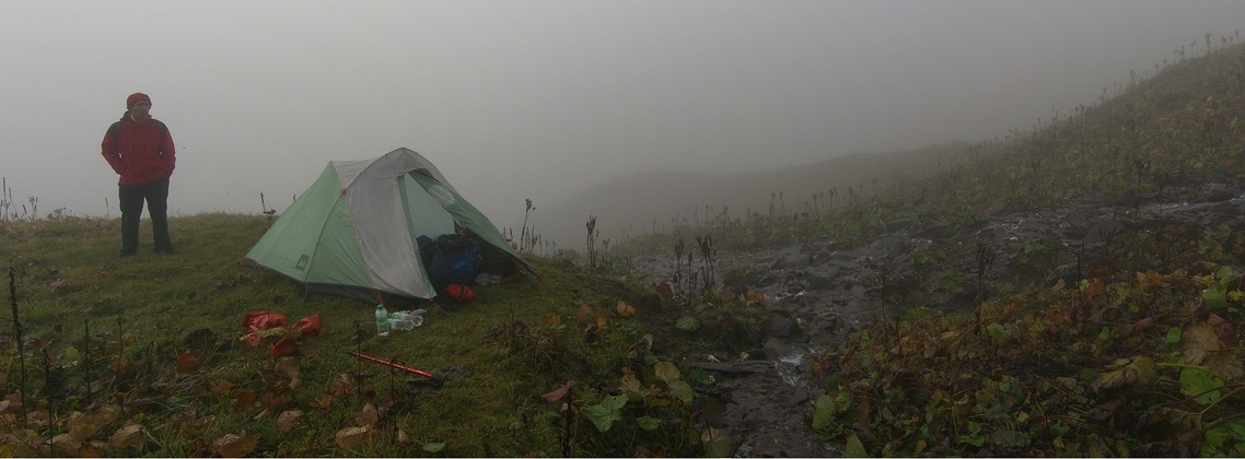 Our tent and Peter at the closest we made it - 4.3km from the confluence.  