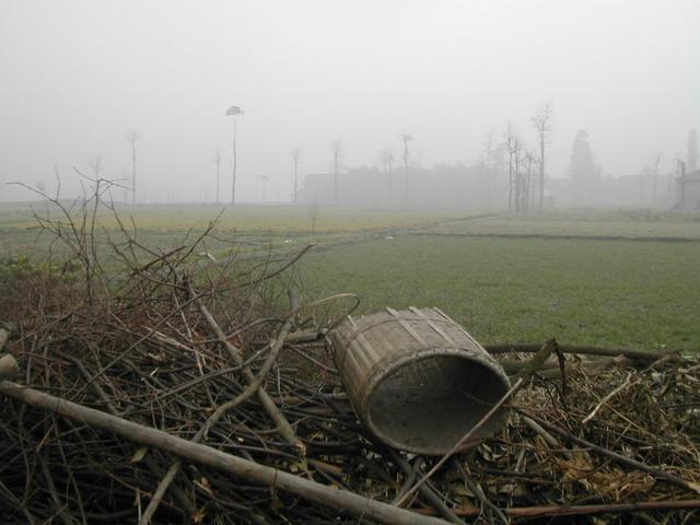 East view from the Confluence Point - it is a typical foggy winter day in Sichuan