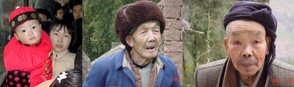 Faces of China: Mother and son on the bus, residents near the Confluence Point