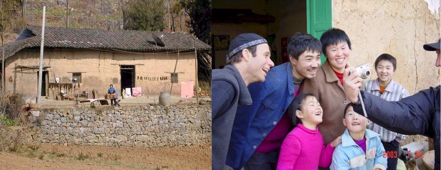 Village house near the Confluence - Family's reaction to their photo on Richard Jones' camera.