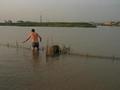 #8: Corrado prepares for the return swim to the levee