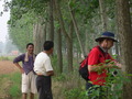 #5: Targ doing the confluence dance among the trees lining the irrigation ditch