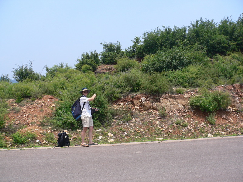 Targ pointing to the confluence, 22 m away on the other side of the knoll