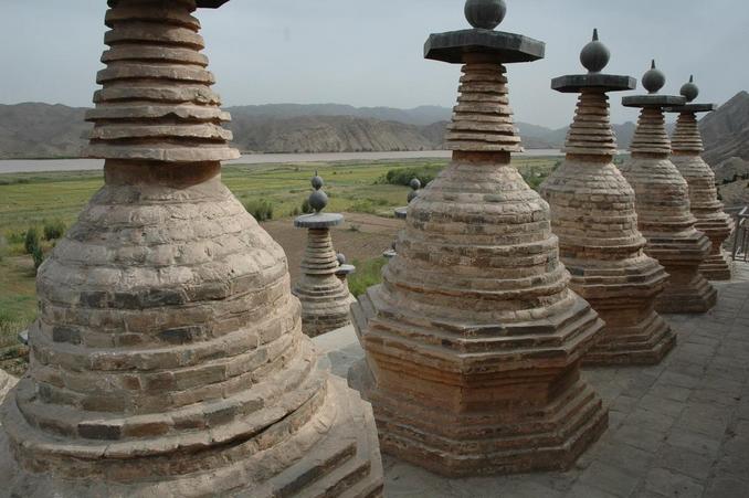 Part of 108 Stupas and overlooking Yellow River