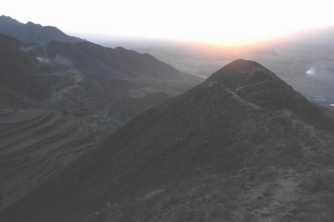 Top of the first ridge right at sun set around 6.30 pm