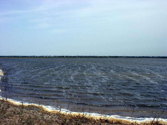 The confluence is out there in the water.